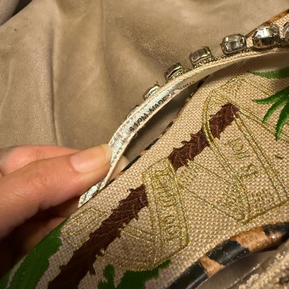Beverly Feldman Embroidered Rhinestone Floral Sandals - Picture 10 of 11